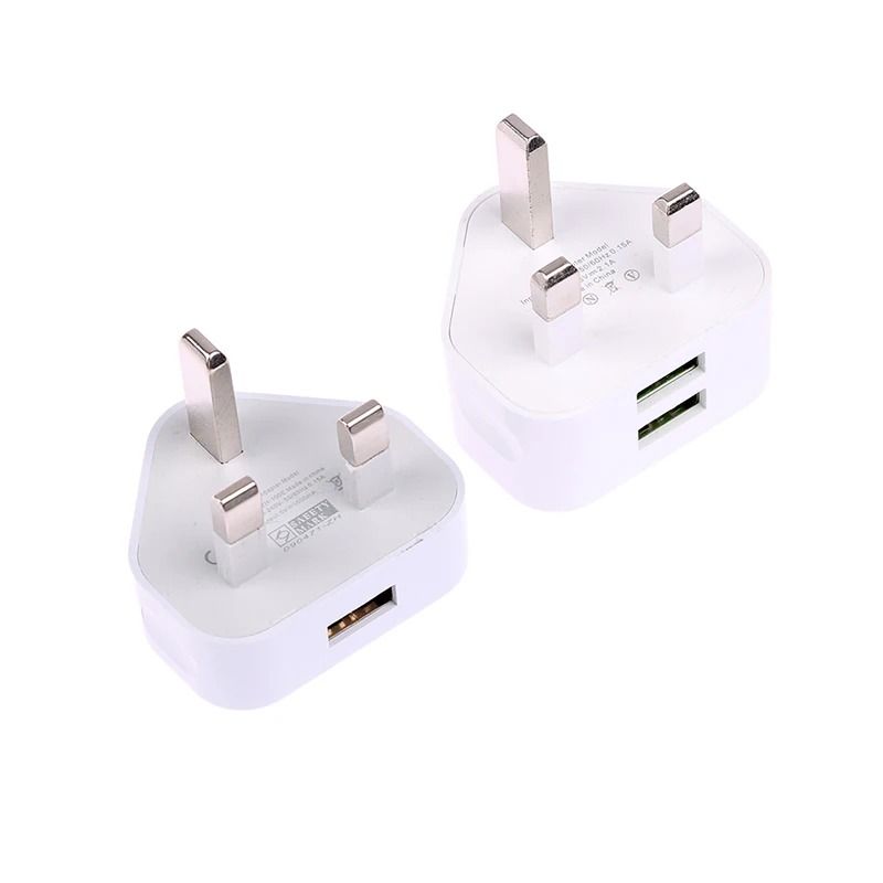 UK Plug USB Charger Dual Port 3 Pin Wall Adapter Universal Charging Plug