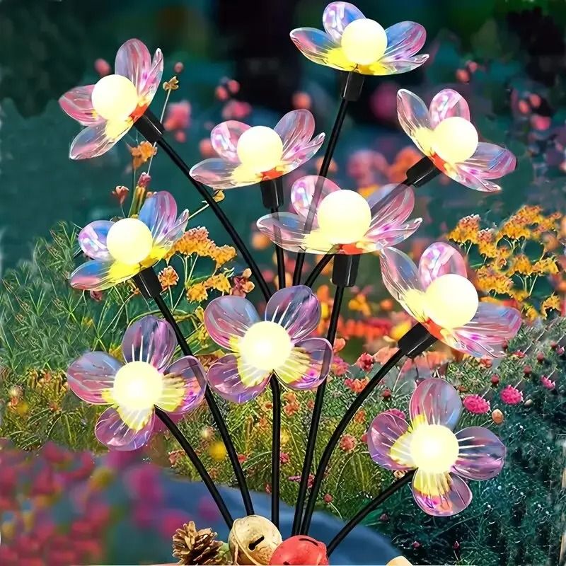 Solar Firefly Flower Lights Outdoor Waterproof LED Garden Pathway Light