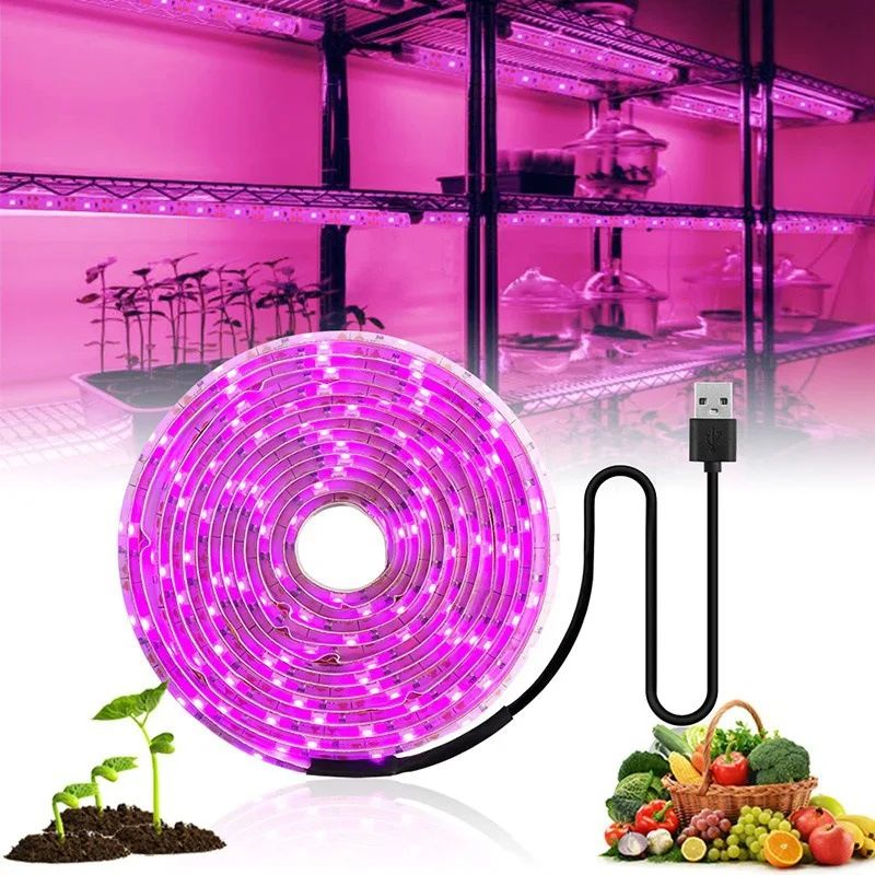 Full Spectrum USB Grow Light Strip (5V) - Flexible LED Plant Strip for Indoor Seedlings & Hydroponics
