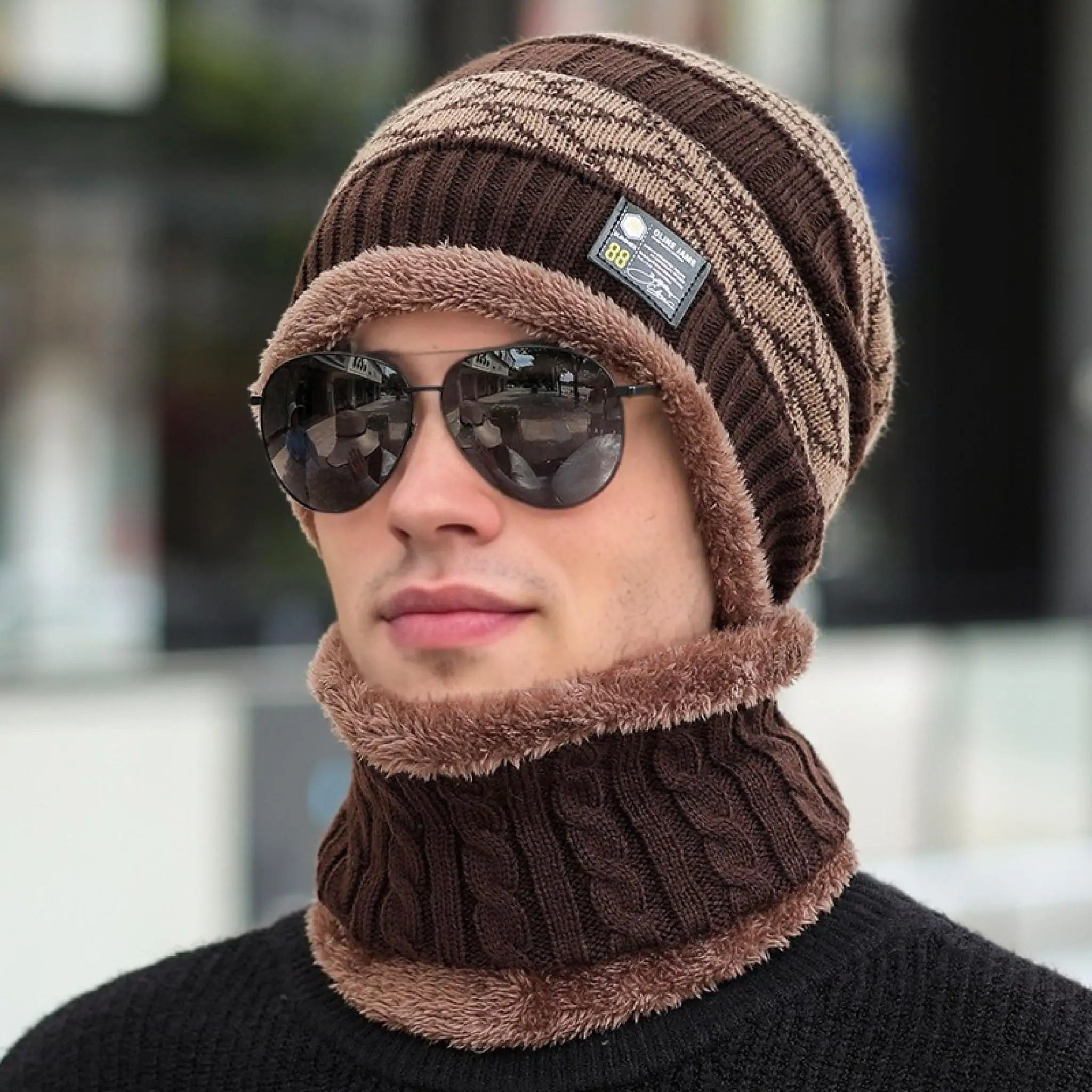 Plush-Lined Thermal Knitted Beanie Hat