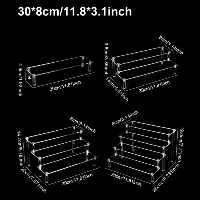 Acrylic Display Rack for Cupcakes, Perfume, Dolls & More – Transparent Trapezoidal Storage Shelf