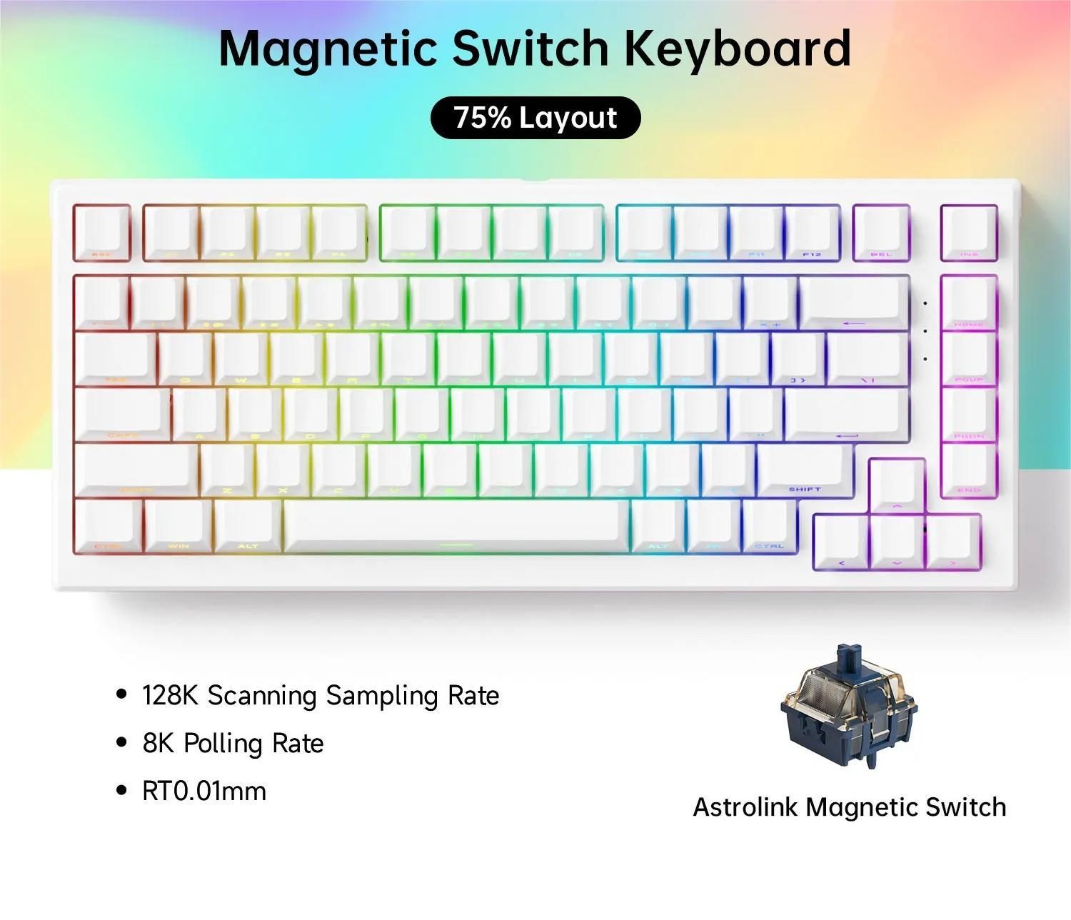 Wired Compact Gaming Keyboard with Magnetic Switches and RGB Lighting