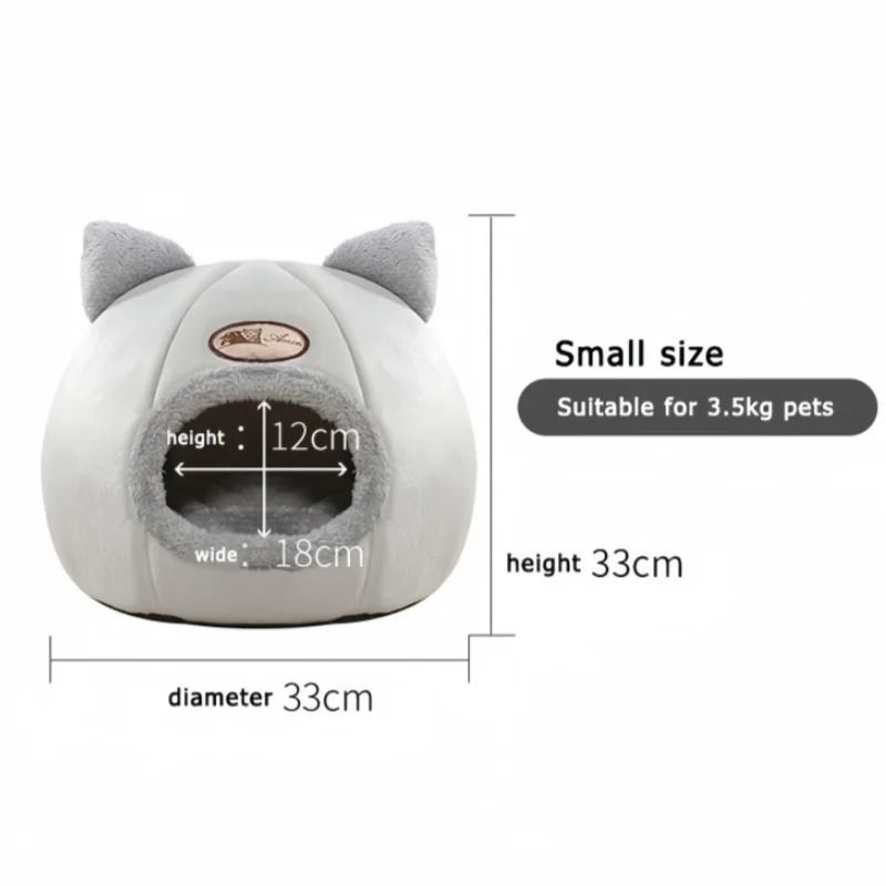 Warm Winter Cat Cave Bed with Removable Cushion