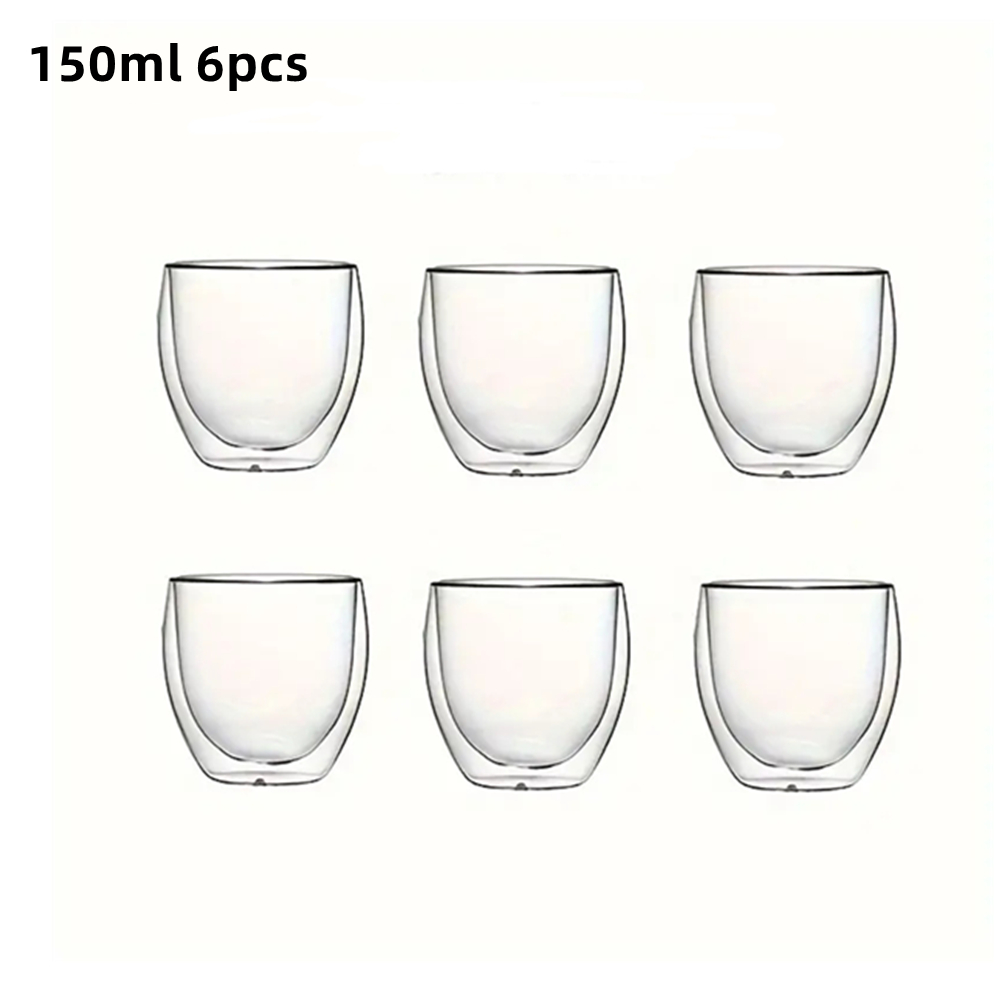 Double Wall Glass Espresso Cups Set Thermal Glass Coffee Cups Clear Insulated Coffee Mugs