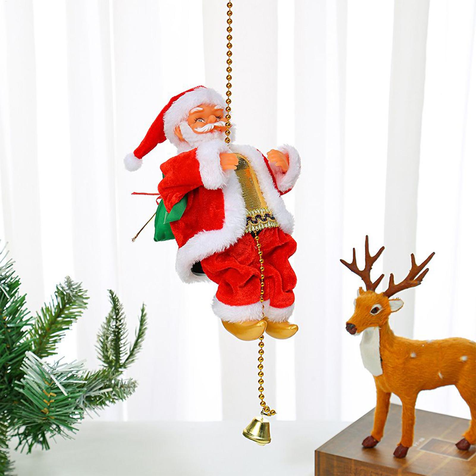 Electric Christmas Decor, Santa Claus Climbing Rope Musical Decoration for Home, Office, and Party