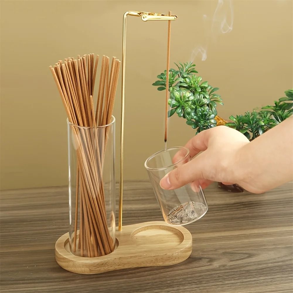 Elegant 2-in-1 Glass Incense & Candle Sanctuary – Anti-Fly Ash Modern Burner with Storage