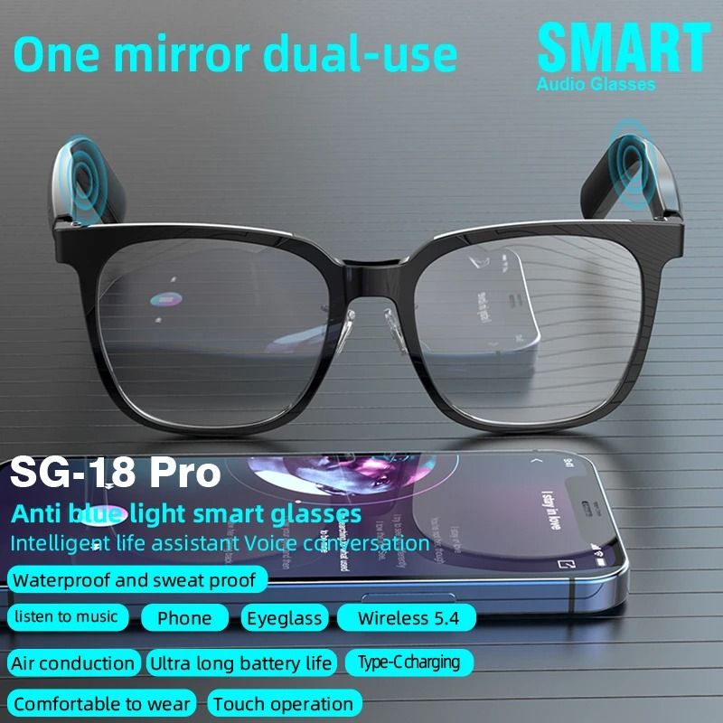 SG18 Pro 2-in-1 Smart Glasses – Magnetic Polarized Lenses & TWS Audio – HiFi Wireless Stereo Eyewear