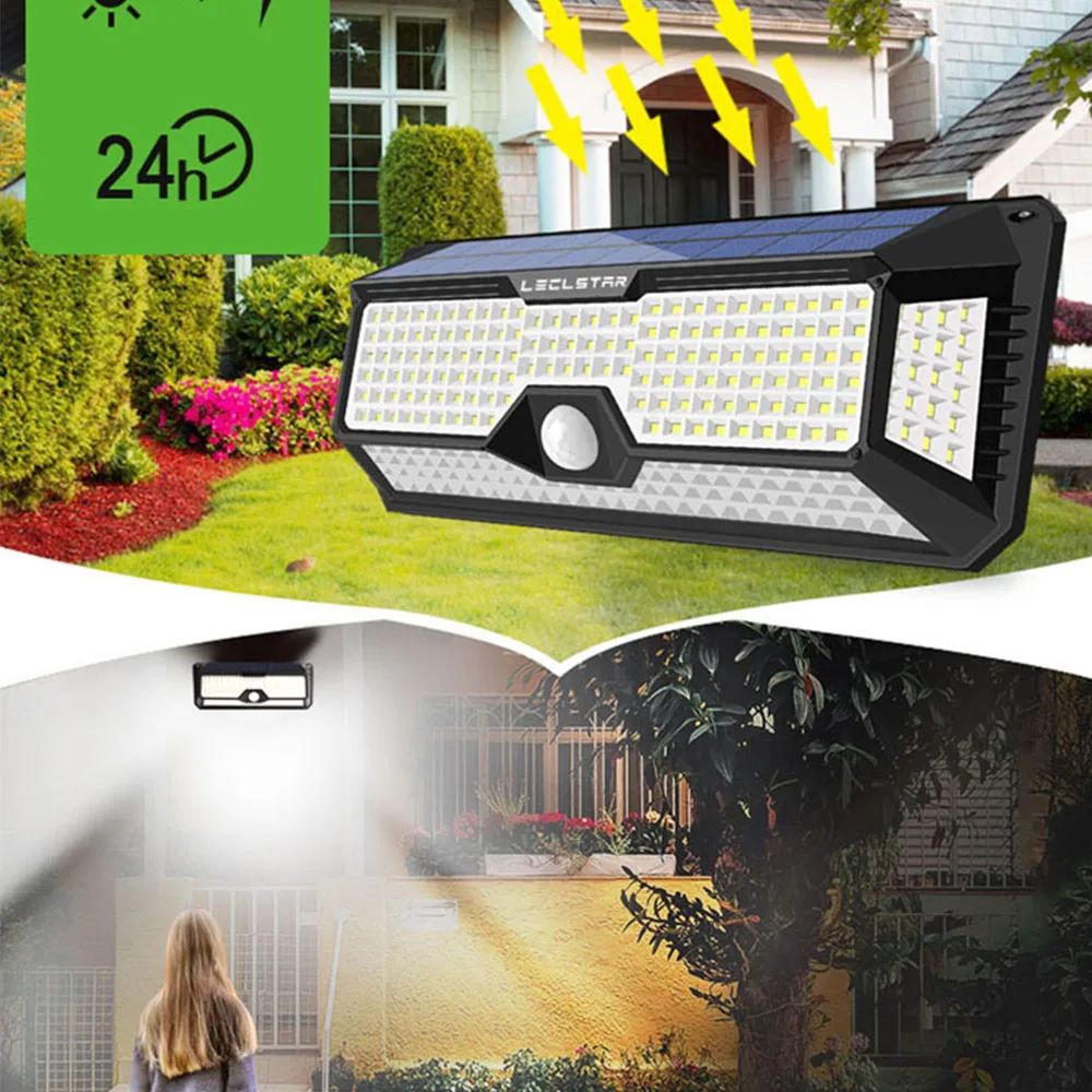 Solar LED Outdoor Wall Light with Motion Sensor - Ultra-Bright 268 LED Waterproof Garden & Security Lamp