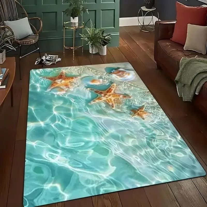 3D Desert Crack Water & Fire Design Rug | Non-Slip Machine Washable Carpet