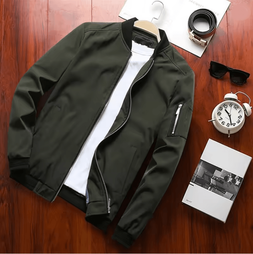 Mens Slim Bomber Jacket Lightweight Windbreaker with Zipper