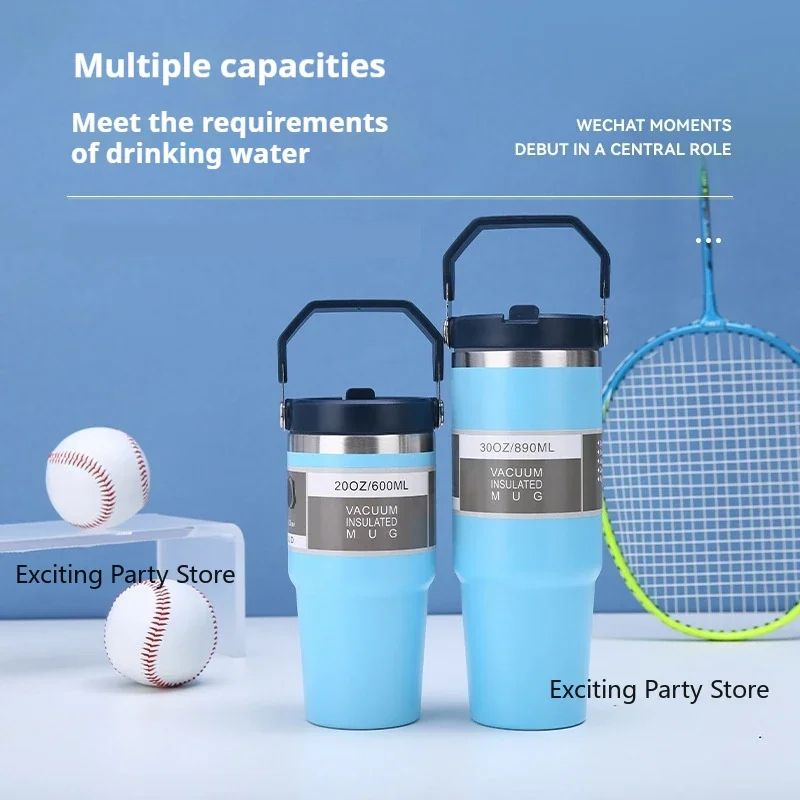 20oz/30oz Stainless Steel Thermal Water Bottle with Straw – Vacuum Insulated Car Coffee Tumbler (Hot & Cold)