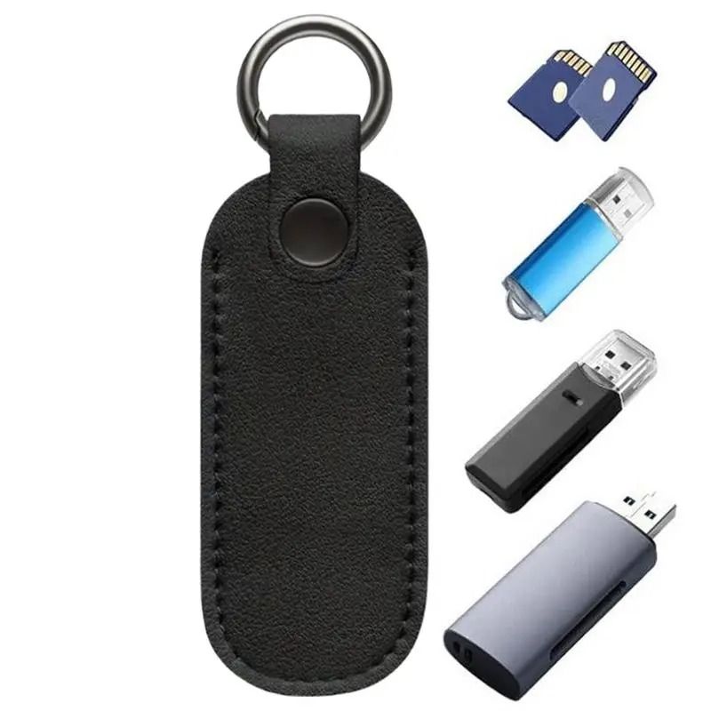 Portable PU Leather USB Flash Drive Case