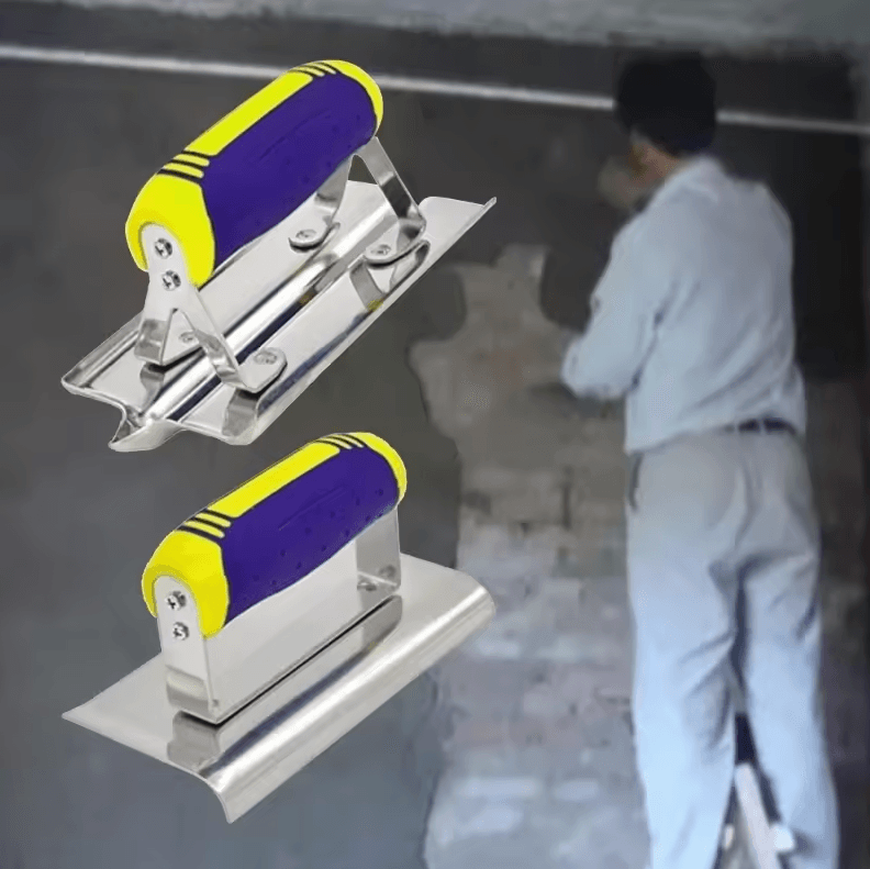 2-Piece Stainless Steel Plastering Trowel & Concrete Groover – Flooring and Sharp Corner Finishing Tool Set