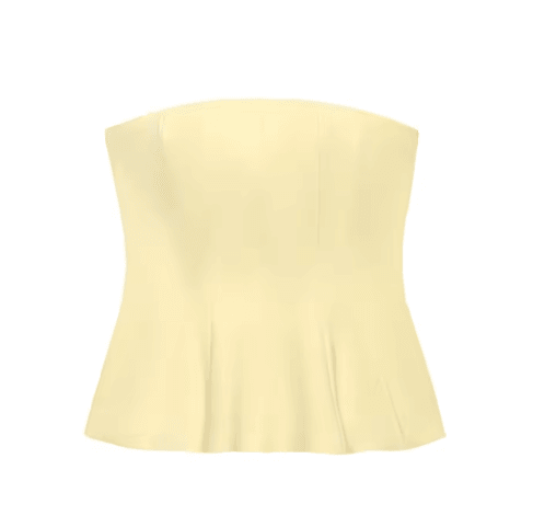 KONDALA Butter Yellow Strapless Ruffle Cami Y2K Summer Streetwear Top