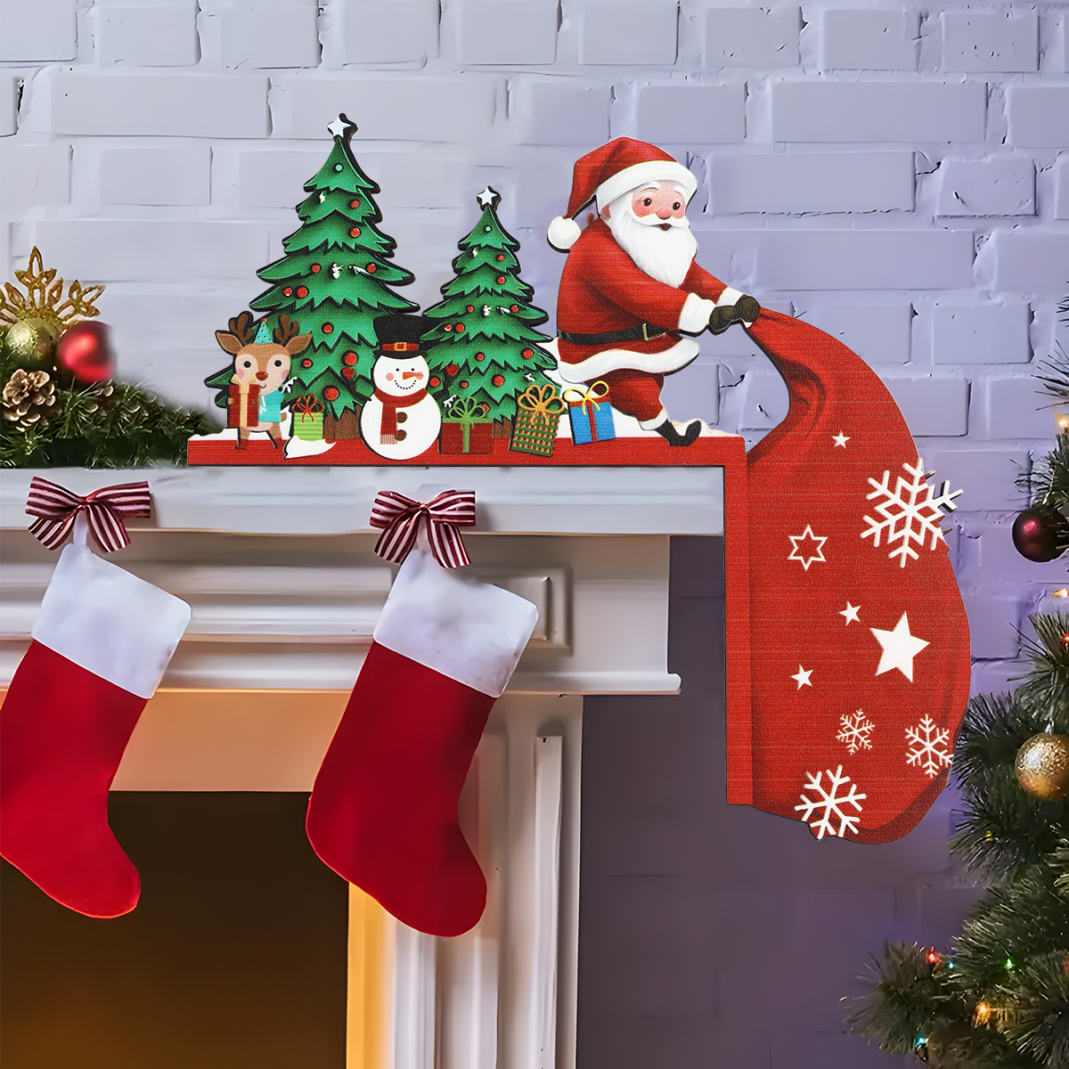 Christmas Door Frame Decoration Merry Christmas Decoration for Home 2025 Pendant Xmas Wood Ornaments Navidad Natal Gift
