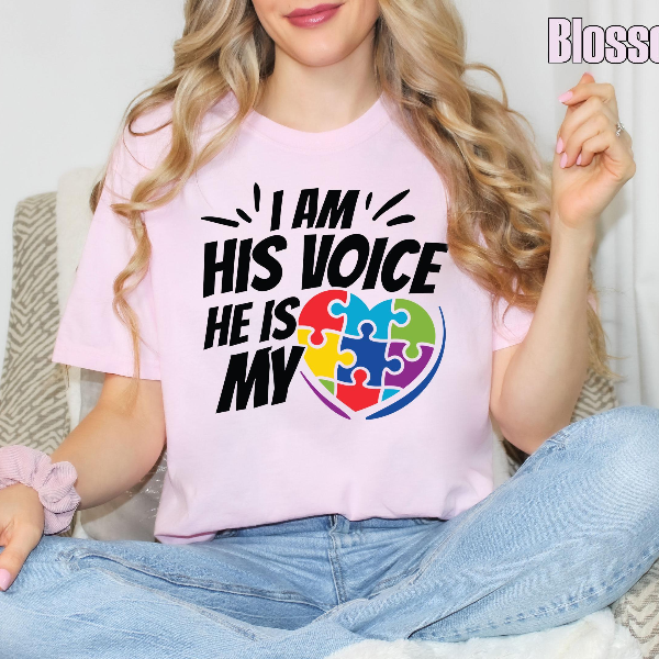 Comfort Colors Autism Mom Faith Shirt, I Am His Voice He Is My Heart Tee, Christian Autism Shirt