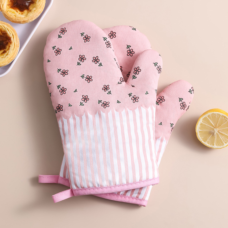 Household Thickened Heat Insulation Gloves, Baking, High Temperature Resistant, Kitchen Oven Microwave Gloves