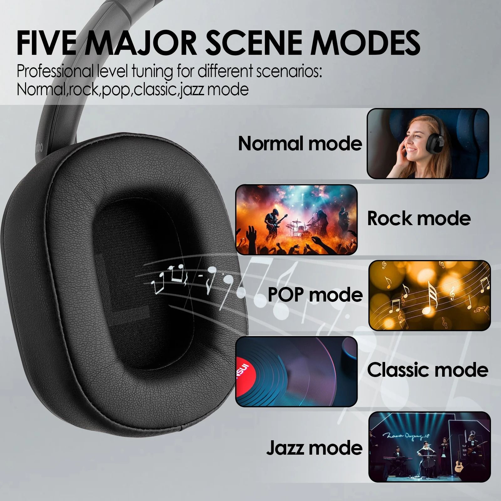 Hybrid Wireless Headphones with Active Noise Cancelling and LED Touch Screen