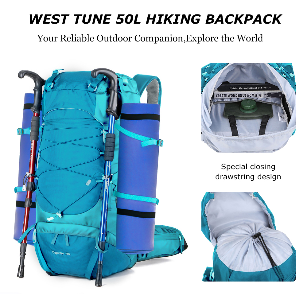 Waterproof Hiking Backpack with Rain Cover Large Capacity Trekking Travel Rucksack