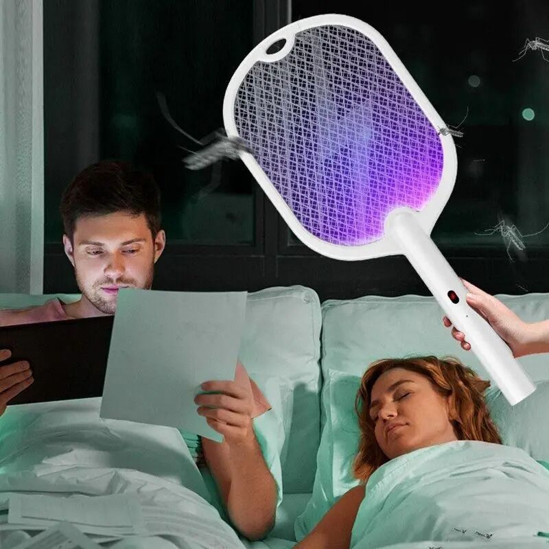 3 in 1 Electric Mosquito Killer Lamp Rechargeable Fly Swatter with LED Light