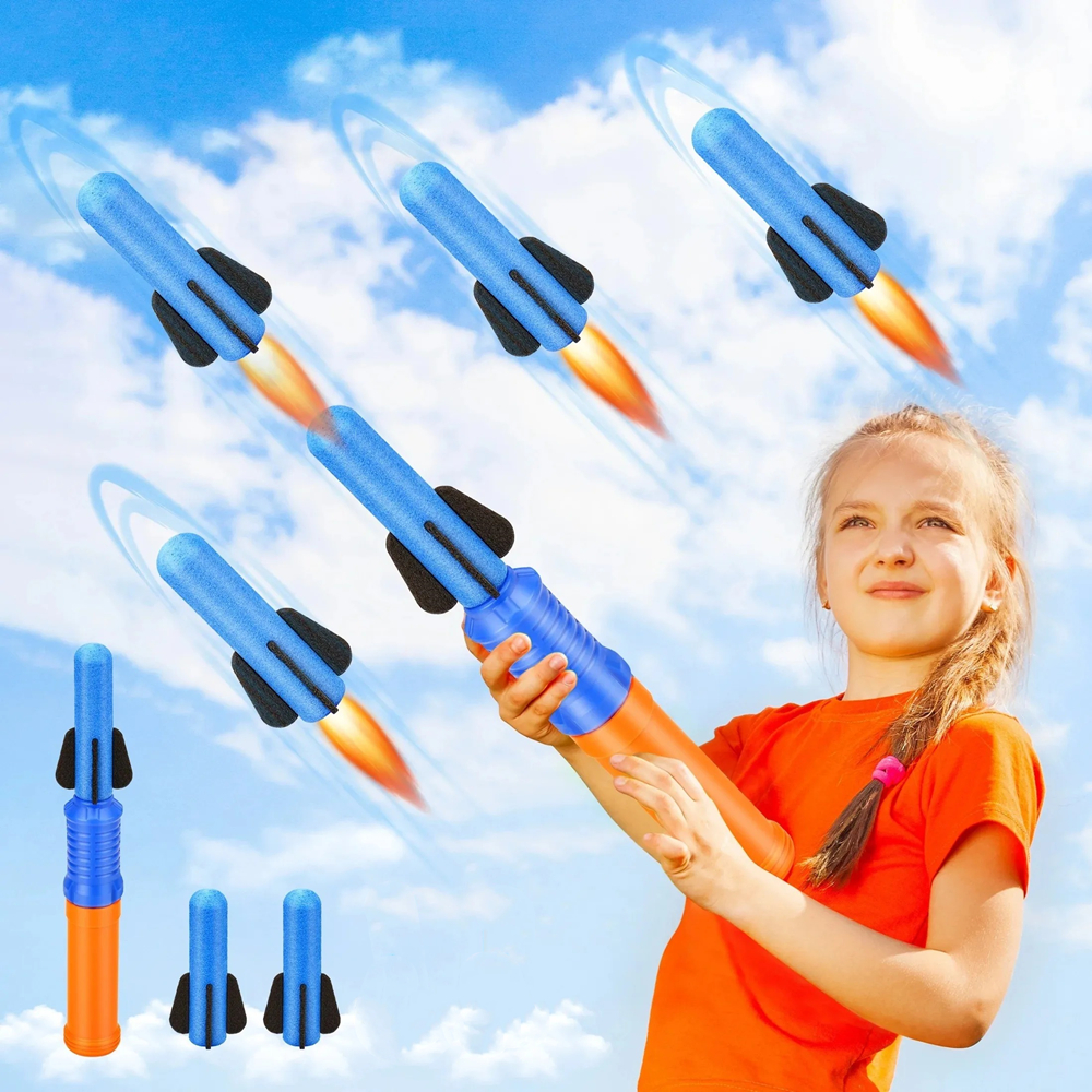 High Launch Kids Foam Rocket Launcher Outdoor Toy Set