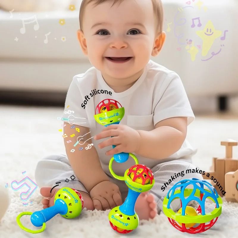 Drum, Bell, and Ball Rattle Toy Set