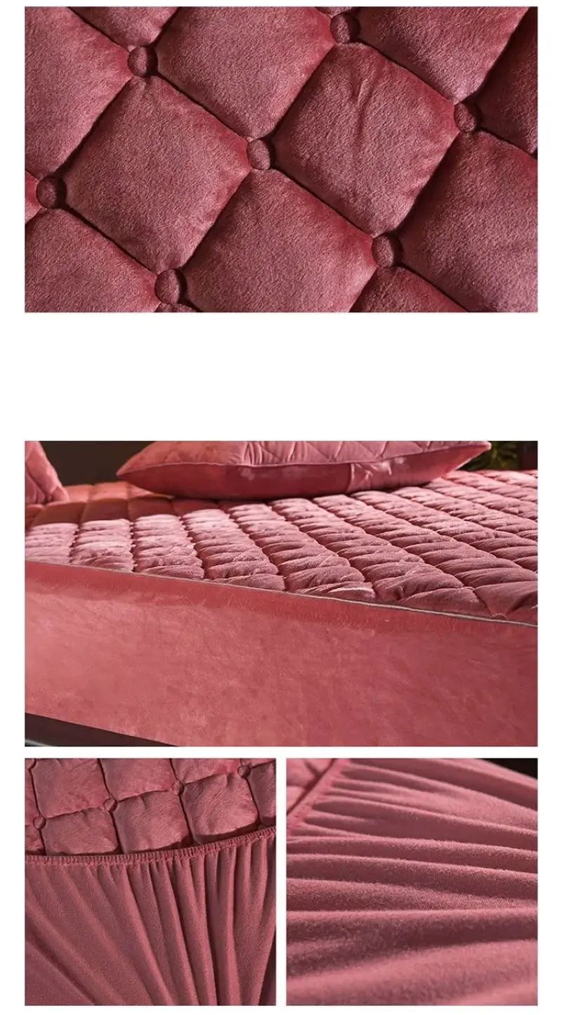 Plush Thickened Crystal Velvet Quilted Mattress Cover