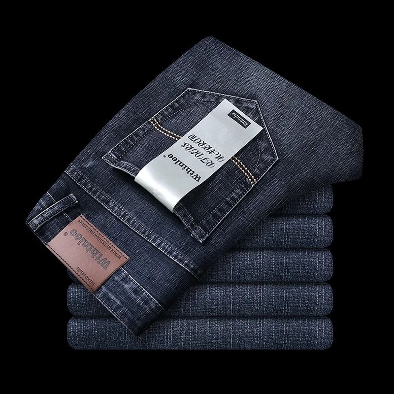 Wthinlee New Business Mens Jeans Casual Straight Stretch Denim Trousers