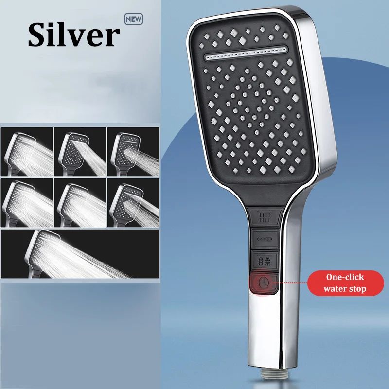 High Pressure Shower Head 7 Mode Adjustable Water Saving Shower Set