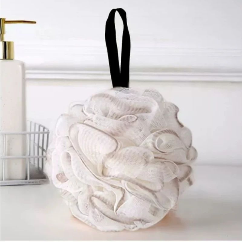 Luxury Shower Loofah Bath Sponge Super Soft Exfoliating Body Pouf Rich Lathering Shower Ball with Hanging Loop