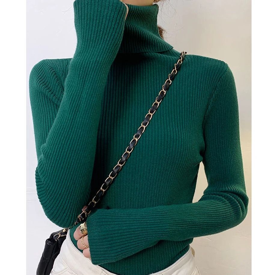 Womens Fall Turtleneck Sweater Knitted Soft Pullover Cashmere Jumper