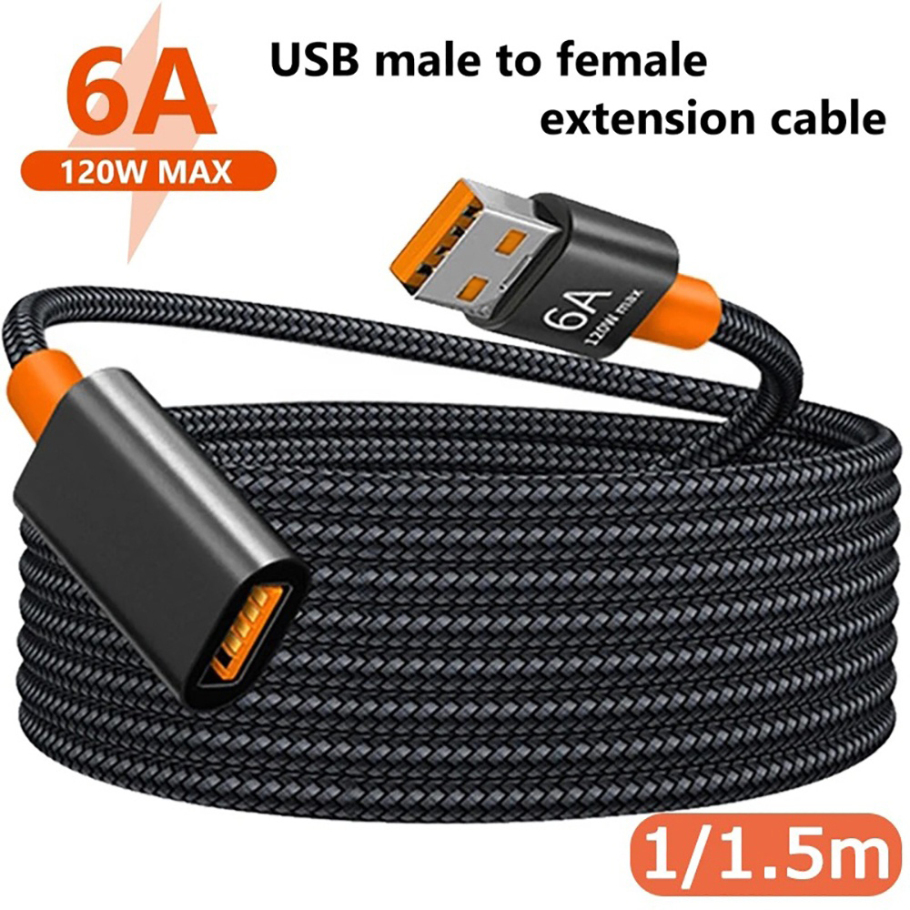 High Speed USB Extension Cable Nylon Braided Male To Female Data Cable For Printer Camera TV Computer