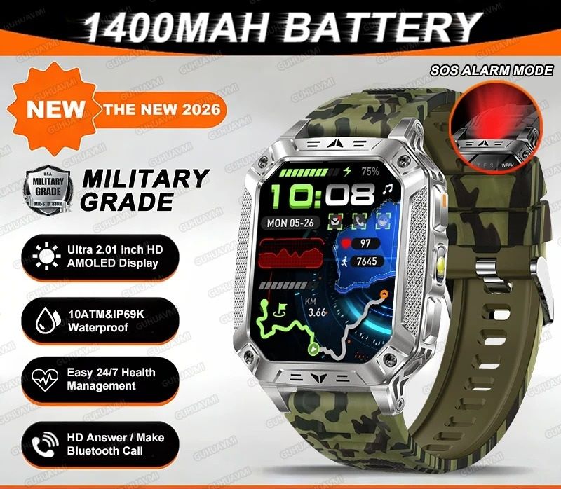 TANK Ultra Military Smart Watch – 1400mAh Battery & 2.01