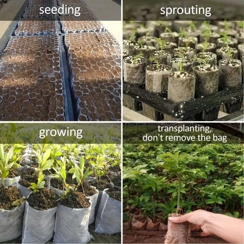 EcoSprout Biodegradable Seed Nursery Bags Non Woven Plant Grow Bags 100 Pack