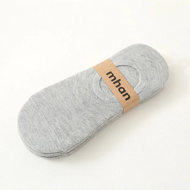 5-Pair Lot of Fashion Happy Mens Boat Socks, Silicone Grip Invisible Cotton Ankle Socks