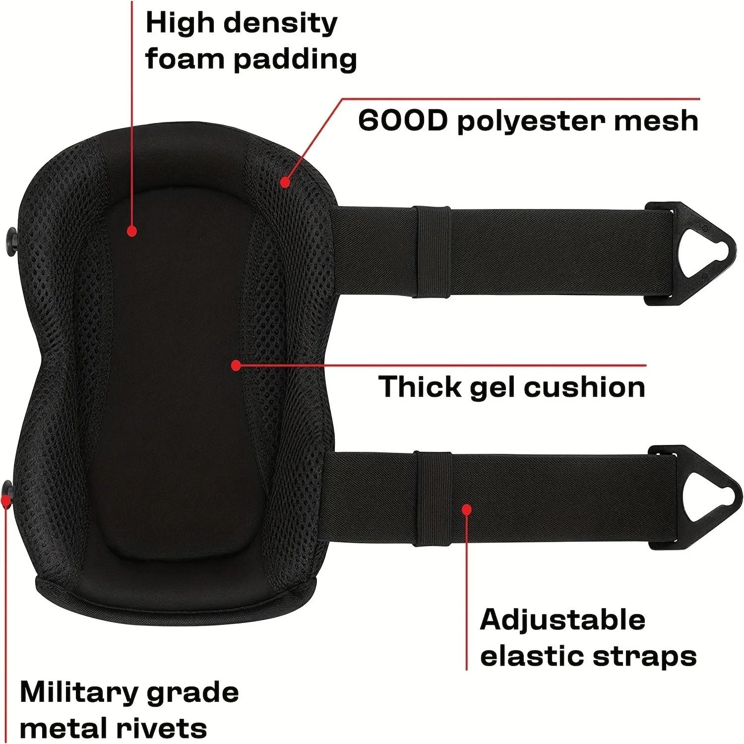 Heavy Duty Knee Pads with Double Straps and Adjustable Clips