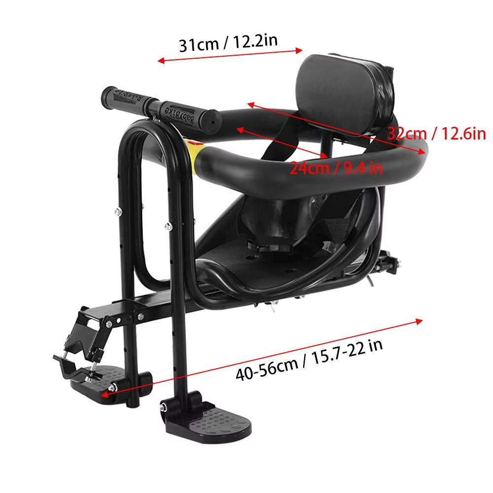 Ultimate Front-Mounted Child Bike Seat – Secure Bicycle Child Safety Seat with Foot Pedals