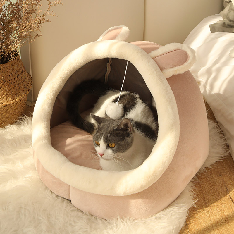 Cartoon Pet Bed, Deep Sleep Cat Cave, Removable Foldable Washable Bed, Small Dog Mat Sleeping Bag