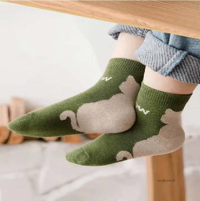 KittyCozy Four Season Baby Socks 5 Pair Cartoon Mid Tube Set