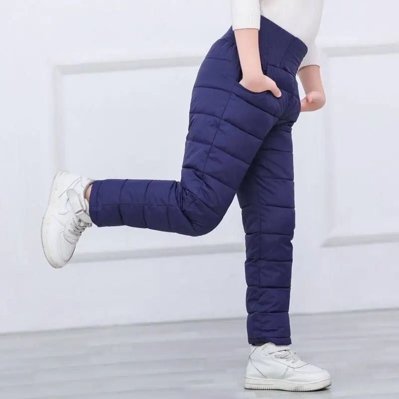 Kids Waterproof Winter Pants with Cotton Padding and High Waist Design