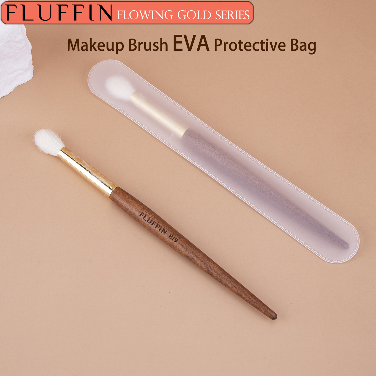 High-End FLUFFIN Crease Brush Goat Hair Flame Eyeshadow Nose Shadow Highlighter Brush Copper Rosewood Makeup Brush