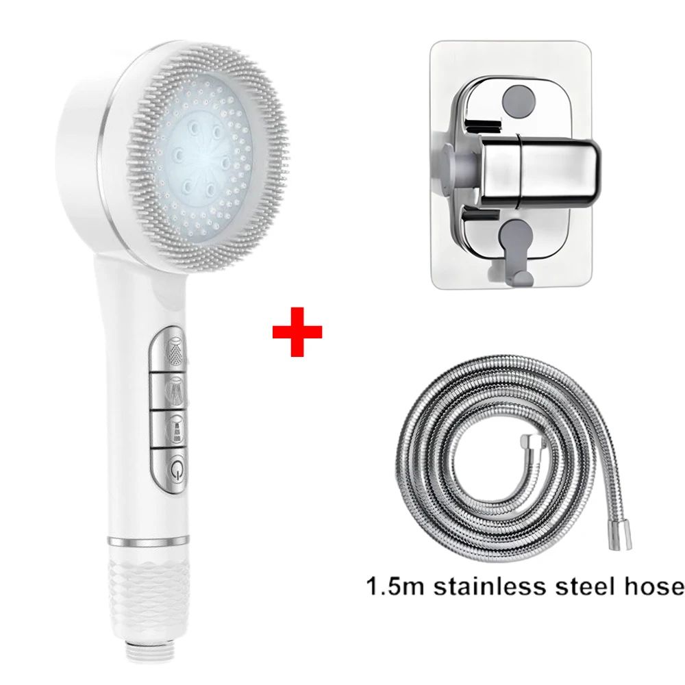 High Pressure Shower Head with Self-Cleaning Silicone Brush & 4 Spray Modes