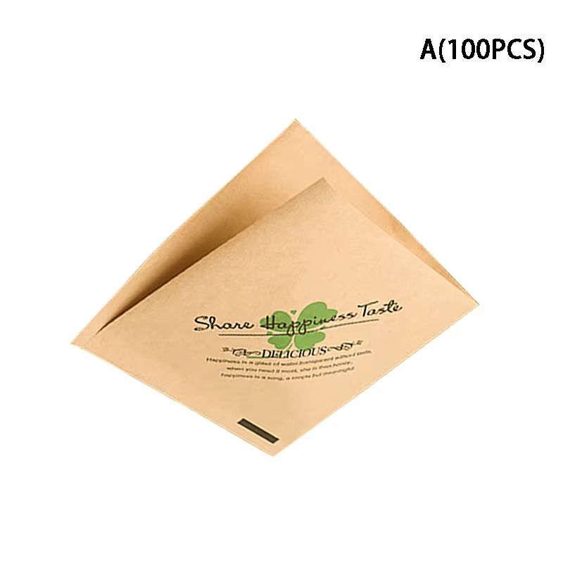 100Pcs Kraft Paper Sandwich Wrap - Disposable Oil-Proof Triangle Food Packing BagS