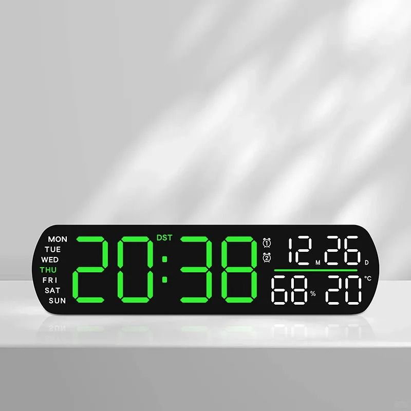 Digital Alarm Clock LED Display with Temperature Humidity Smart Bedside Clock