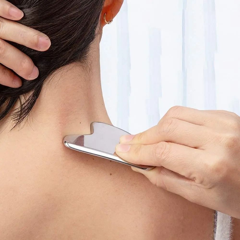 Stainless Steel Gua Sha Scraper - Facial, Neck & Body Massager Tool
