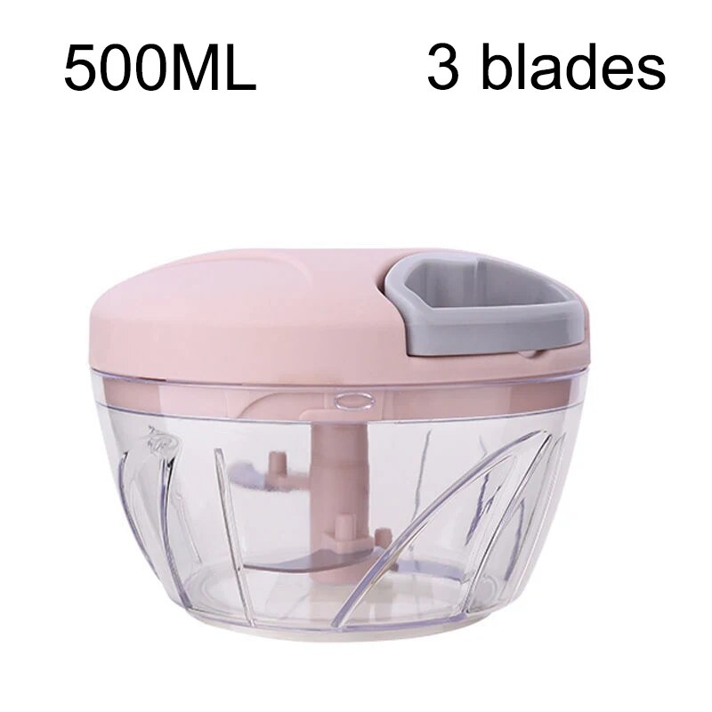 500/900ML Manual Meat Mincer & Garlic Chopper: Rotate Garlic Press Crusher, Vegetable Onion Cutter - Kitchen Cooking Acc