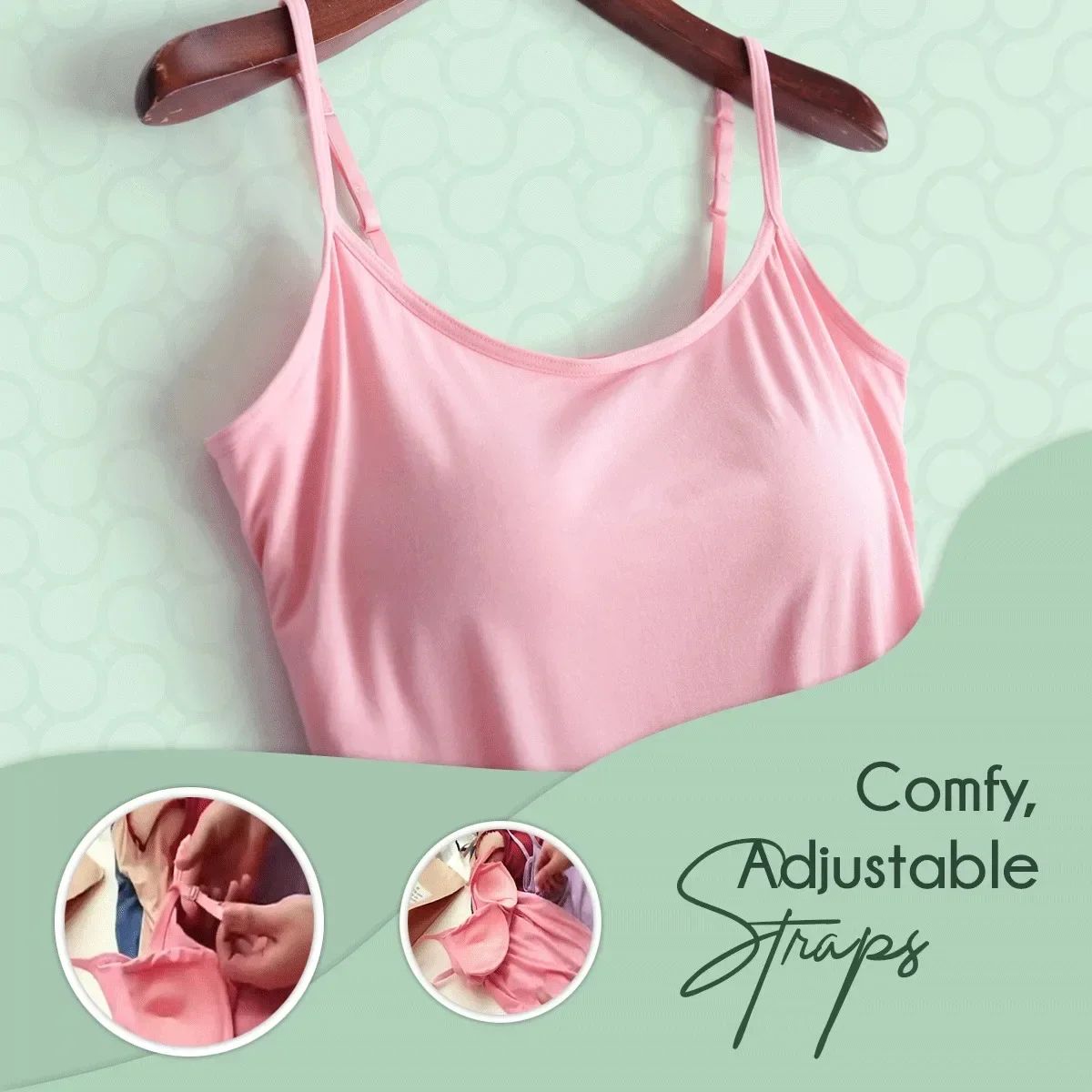 Womens Solid Padded Spaghetti Strap Cami – Built-In Bra Sexy Slim Tank Top 2024