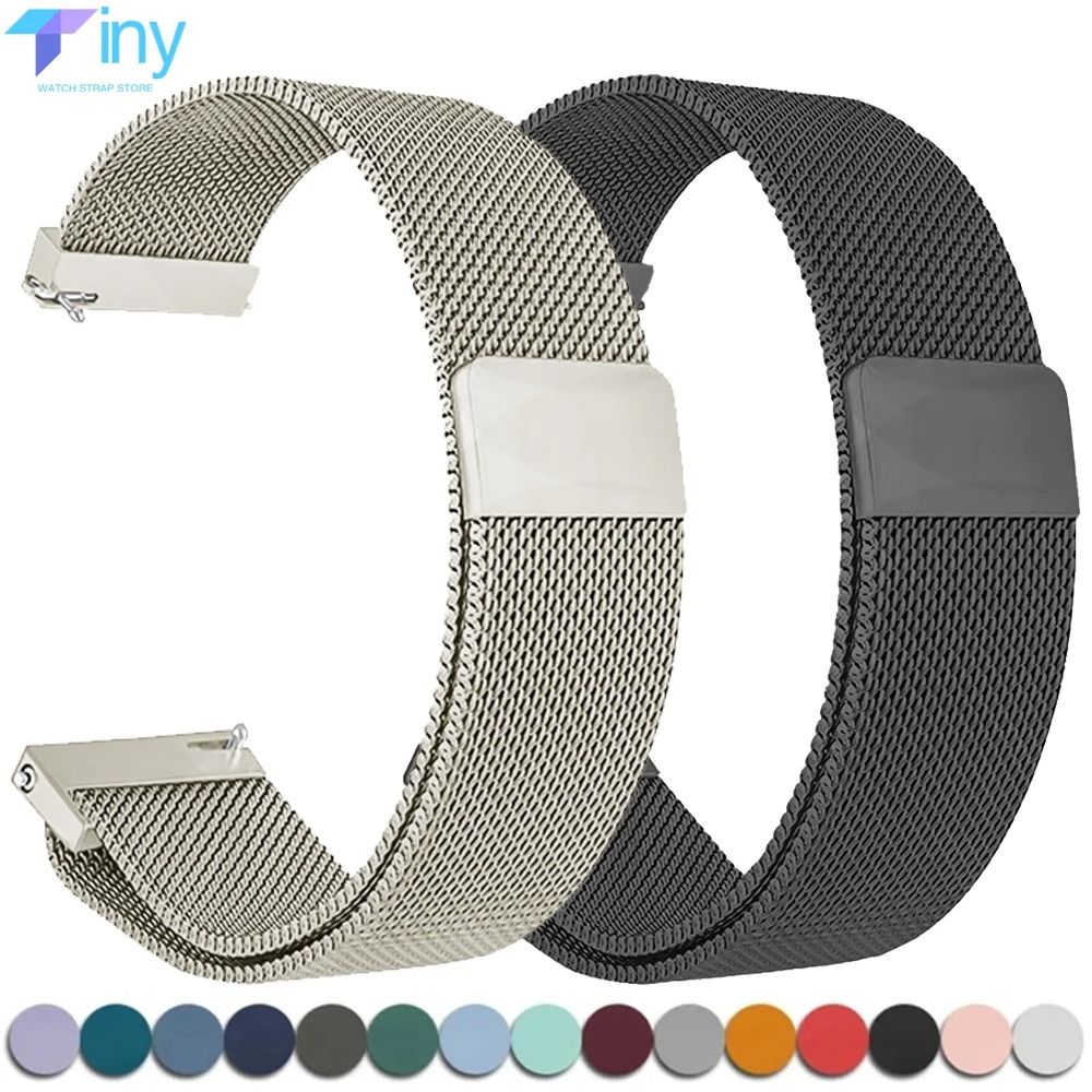 Magnetic Milanese Stainless Steel Watch Strap 20mm 22mm for Samsung Galaxy and Huawei Watches