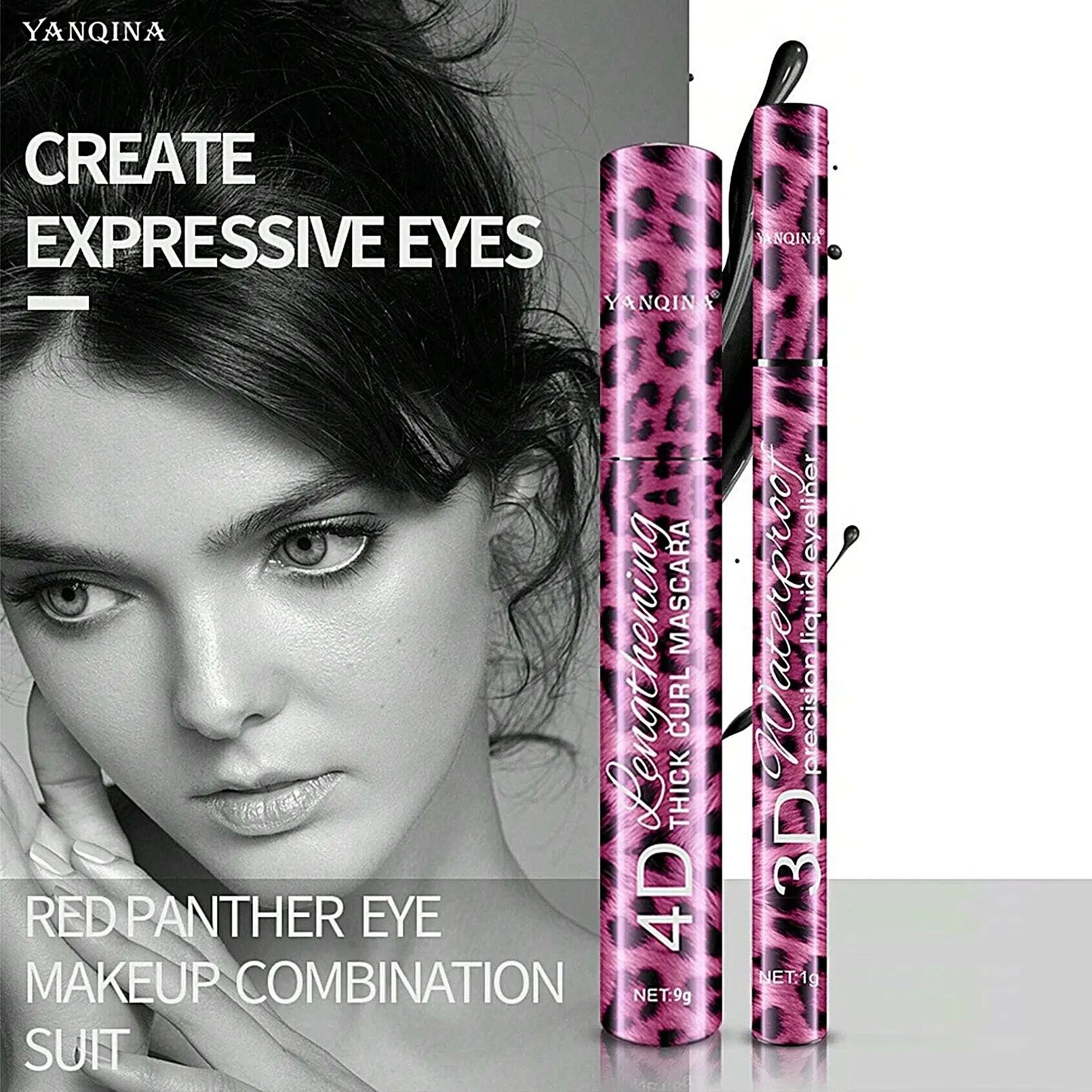 YANQINA GlamEyes Waterproof Eyeliner and Mascara Set