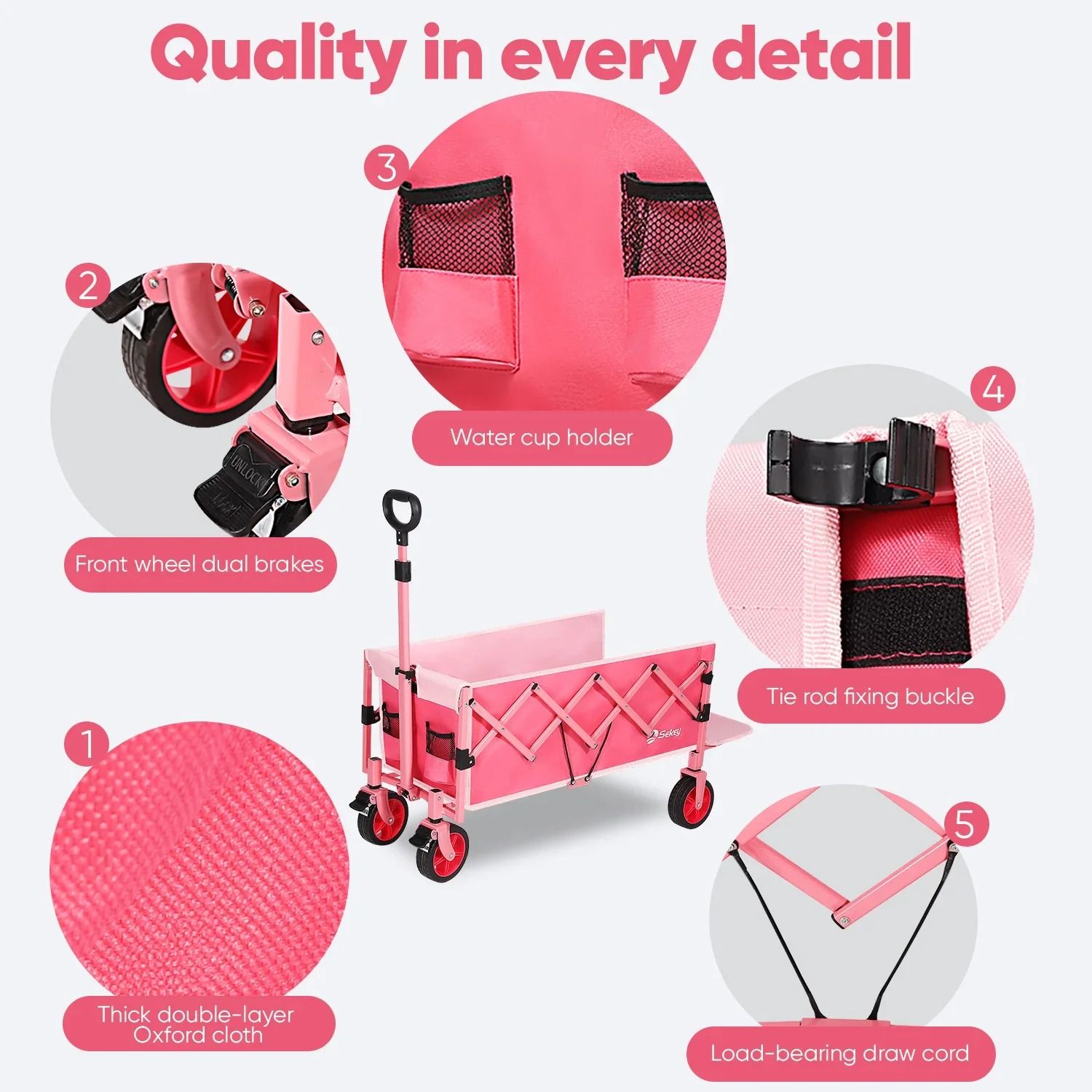 Folding Collapsible 52 Inch Utility Wagon Cart